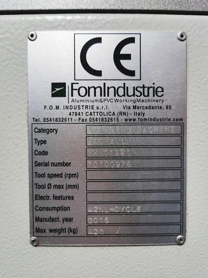 Used FOM INDUSTRIE BAIHA L CORNER CRIMPING MACHINE 2016