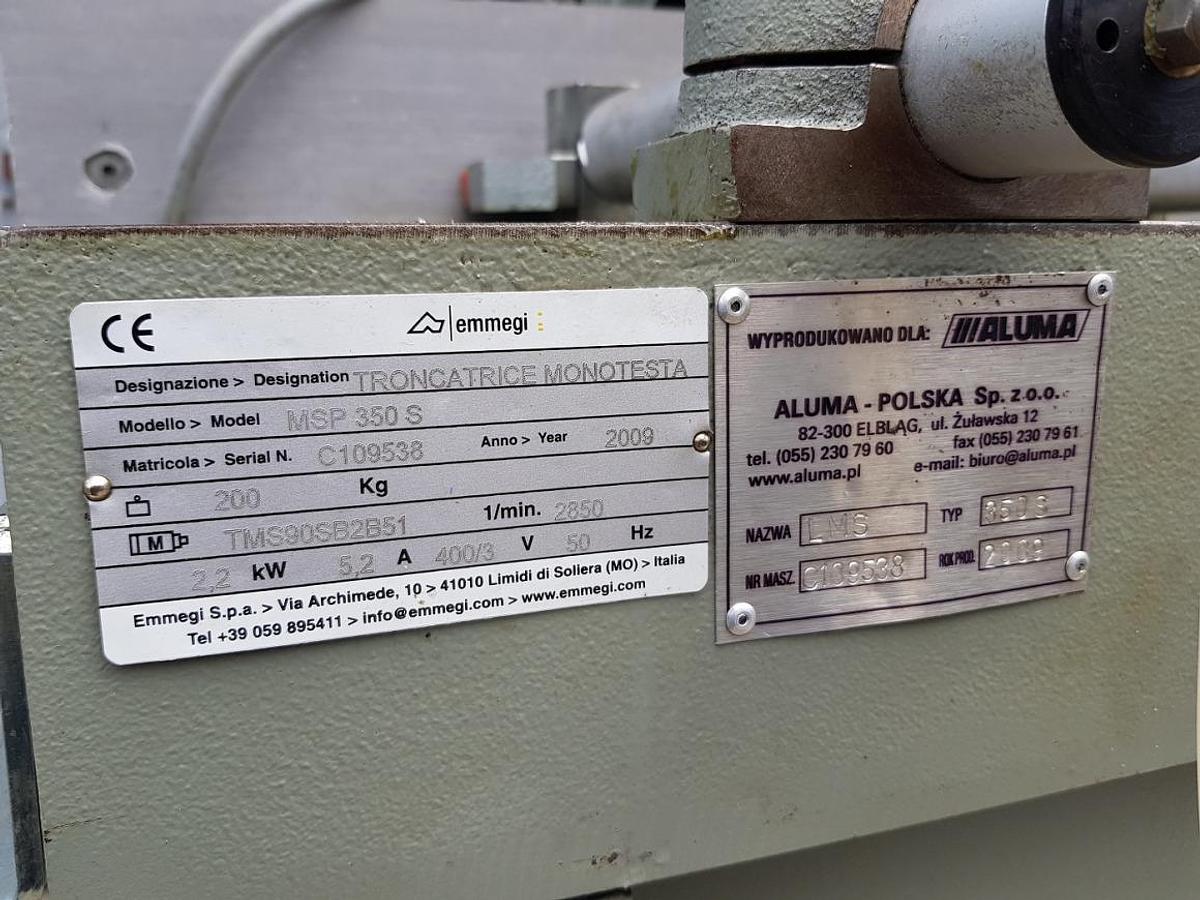 Używane PIŁA JEDNOGŁOWICOWA EMMEGI  MSP 350 S / ALUMA LMS 350 S ROK 2009