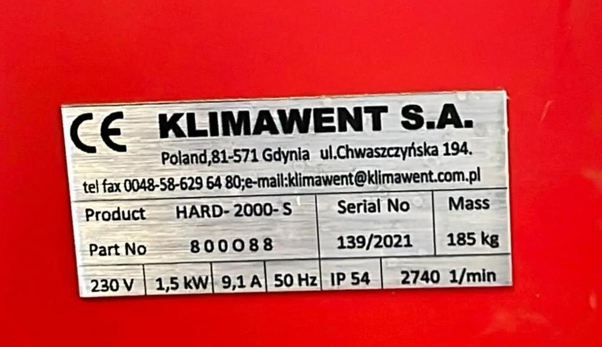 Used FILTER UNIT KLIMAWENT HARD - 2000 S YEAR 2021