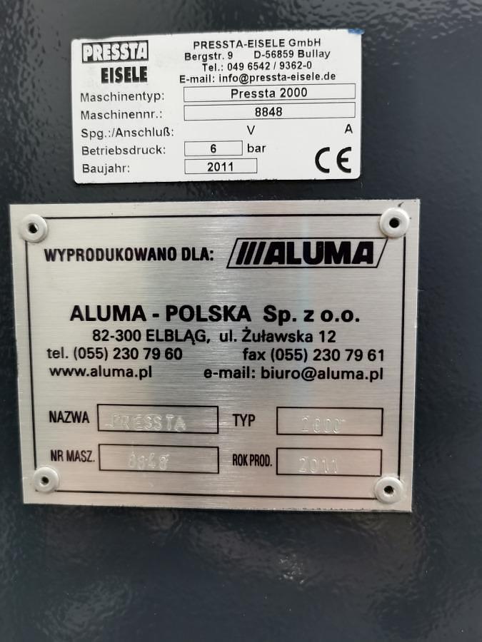 Used CORNER CRIMPING MACHINE ALUMA / PRESSTA EISELE 2000 YEAR 2011