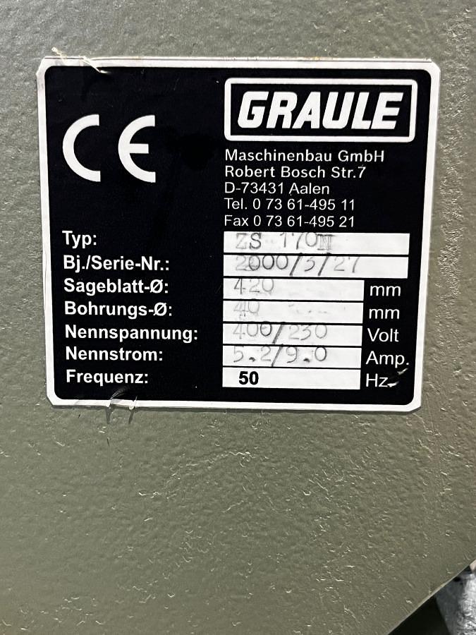 Used SINGLE HEAD GRAULE SAW ZS 170 N YEAR 2000
