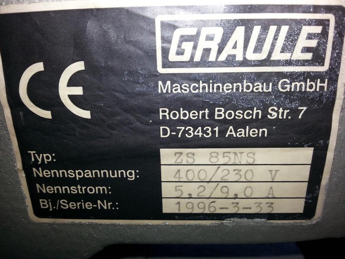 Used SINGLE HEAD GRAULE SAW ZS 85 NS FOR PVC AL AND WOOD + ELECTRONIC GAUGE WITH ELGO ROLLER CONVEYOR YEAR 1996 (TABLE YEAR 2006)