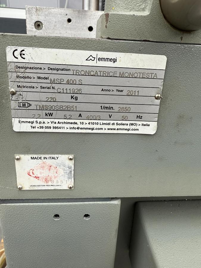 Used SINGLE HEAD SAW EMMEGI MSP 400 S YEAR 2011