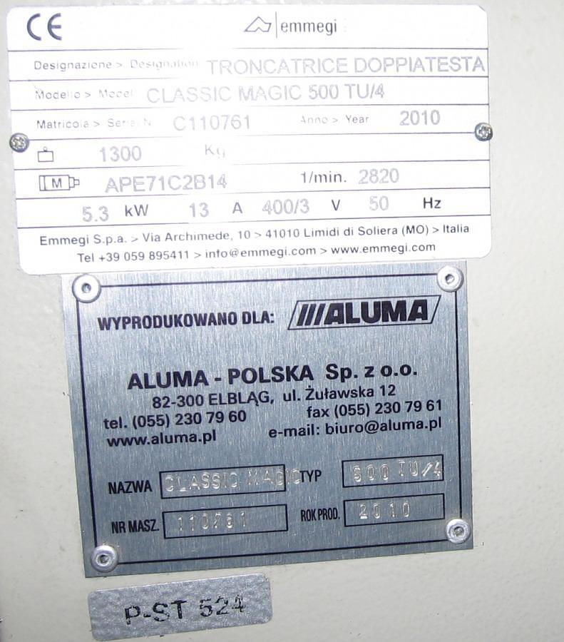 Used AUTOMATIC DOUBLE-HEADED SAW EMMEGI / ALUMA CLASSIC MAGIC 500 YEAR 2010