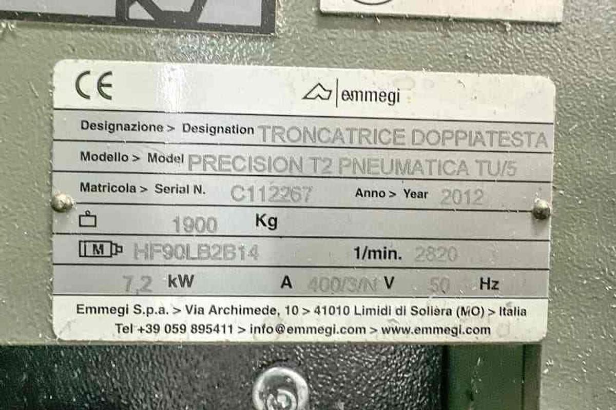 Używane PIŁA DWUGŁOWICOWA AUTOMATYCZNA EMMEGI PRECISION T2 PNEUMATICA TU/5 ROK 2012