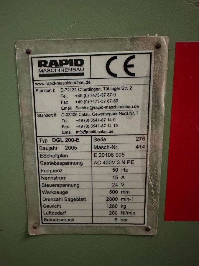 Used AUTOMATIC DOUBLE-HEADED SAW RAPID DGL 200E YEAR 2005