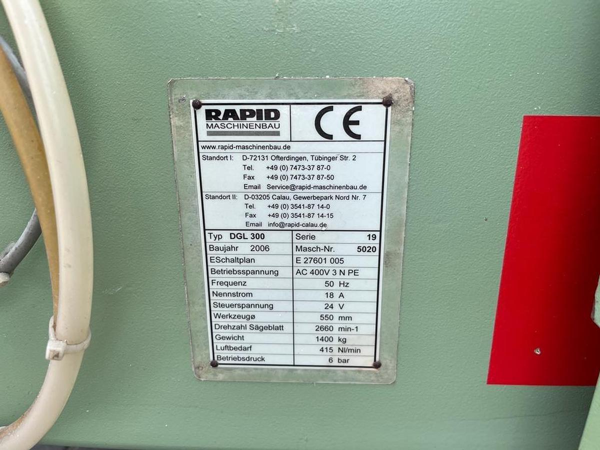 Used RAPID DGL 300 DOUBLE HEAD / AUTOMATIC SAW YEAR 2006