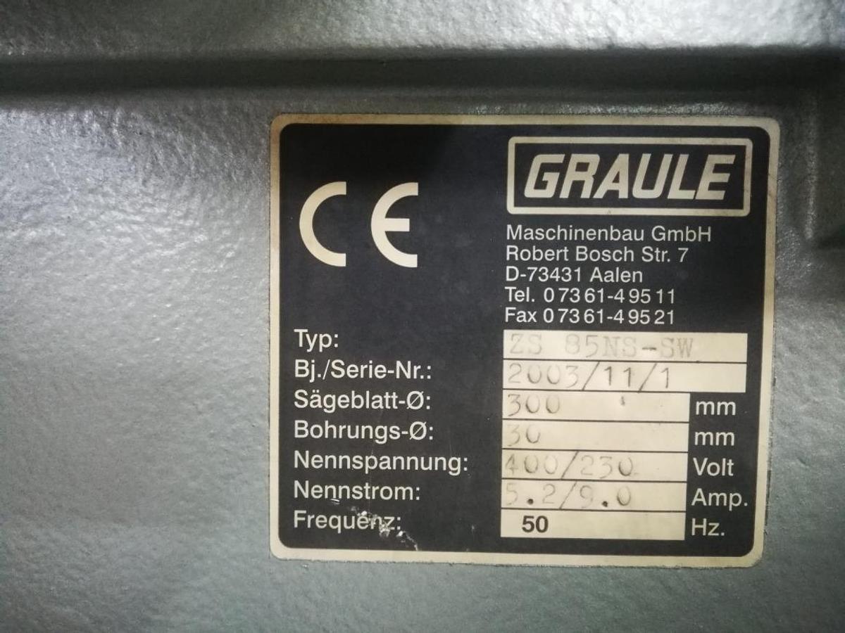 Used SINGLE HEAD GRAULE SAW ZS 85 NS-SW YEAR 2003