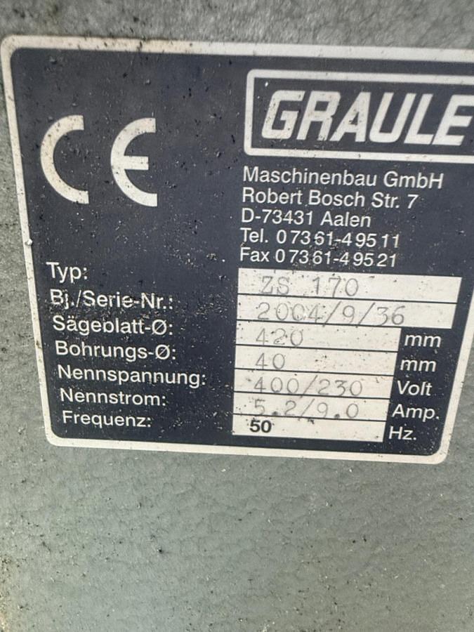 Used SINGLE HEAD GRAULE SAW ZS 170 YEAR 2004