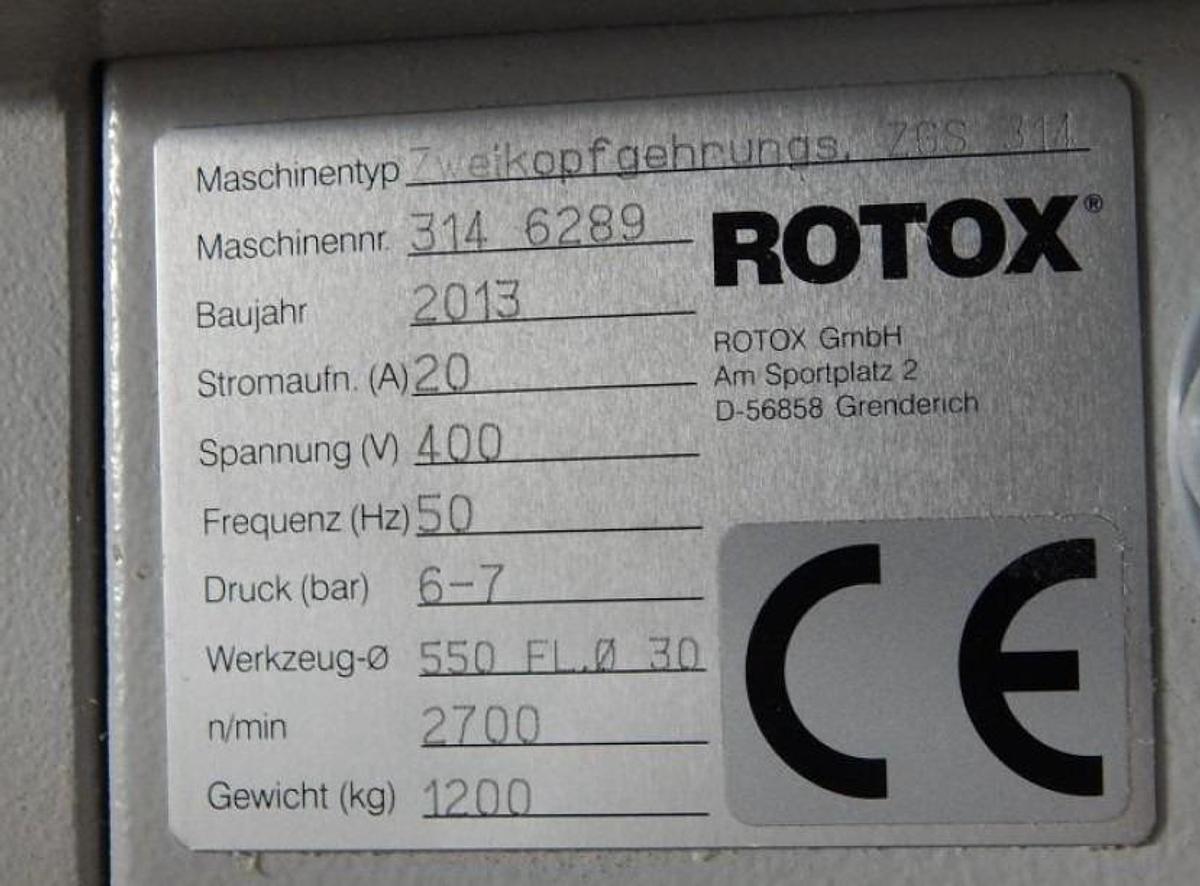 Used ROTOX DOUBLE HEAD SAW ZGS 314 YEAR 2013
