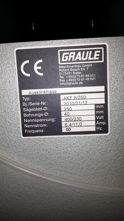 Used POLE MILLING MACHINE GRAULE AKF 6/250 YEAR 2010