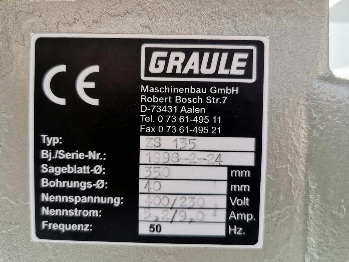 Used SINGLE HEAD GRAULE SAW ZS 135 N WITH TABLE