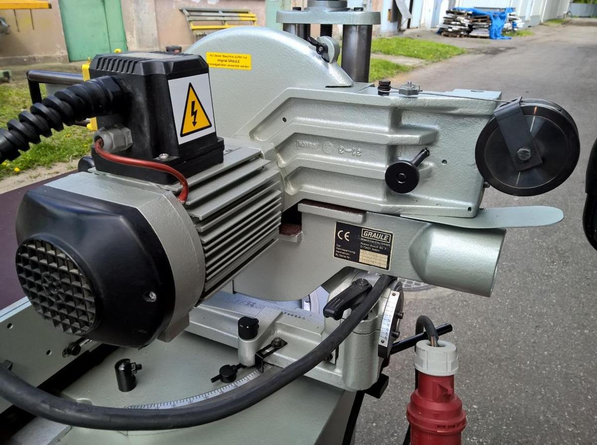 Used SINGLE HEAD GRAULE SAW ZS 85 NS FOR PVC AL AND WOOD + ELECTRONIC GAUGE WITH ELGO ROLLER CONVEYOR YEAR 1996 (TABLE YEAR 2006)