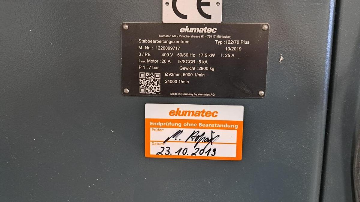 Używane CENTRUM OBRÓBCZE ELUMATEC SBZ 122/70 PLUS ROK 10/2019