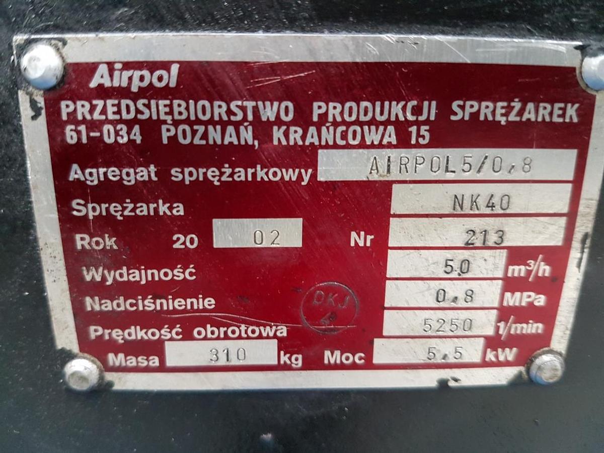 Used COMPRESSOR - SCREW COMPRESSOR AIRPOL 5/0,8 NK40 YEAR 2002