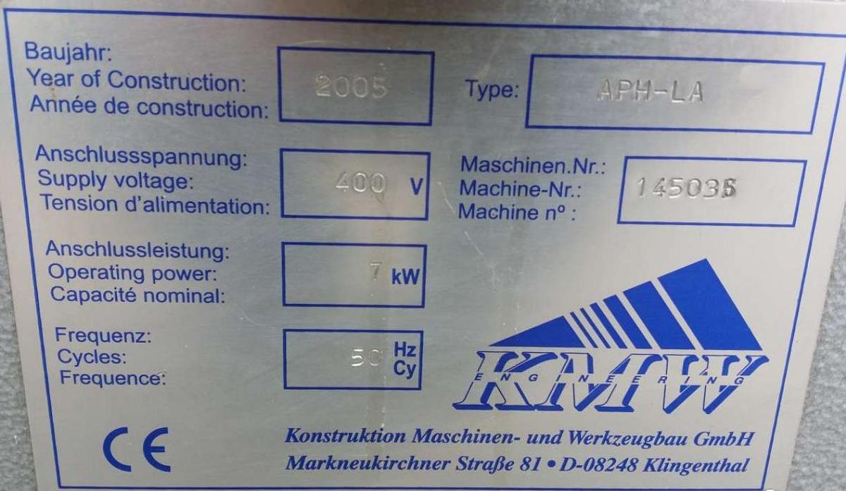 Used CNC BLAST MACHINE KMW APH - LA YEAR 2005