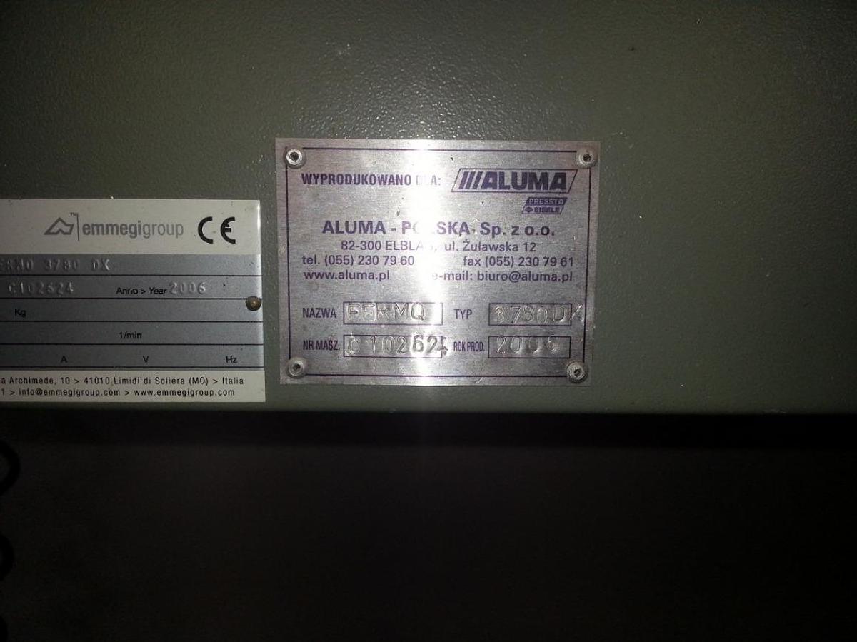 Używane PIŁA JEDNOGŁOWICOWA DO AL EMMEGI / ALUMA SCA MINI 400P Z PODAJNIKIEM I ODBIORNIKIEM FERMO 3780 DX ROK 2006