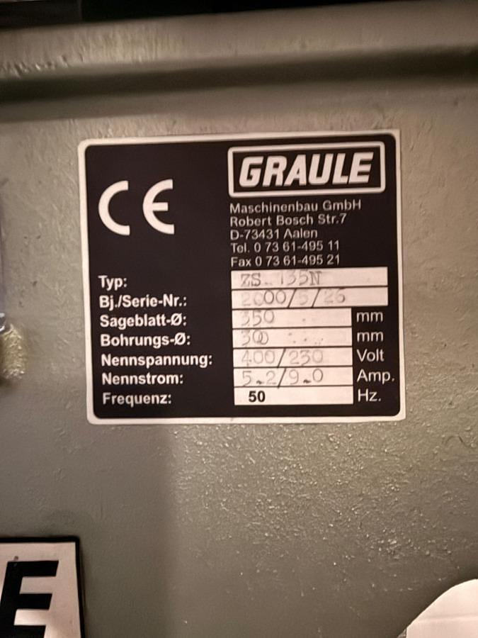 Used SINGLE HEAD GRAULE SAW ZS 135 N
