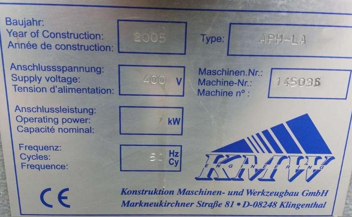 Used CNC BLAST MACHINE KMW APH - LA YEAR 2005