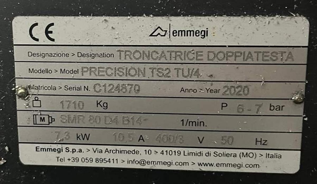 Used DOUBLE-HEAD AUTOMATIC SAW EMMEGI PRECISION TS2 TU/4 YEAR 2020