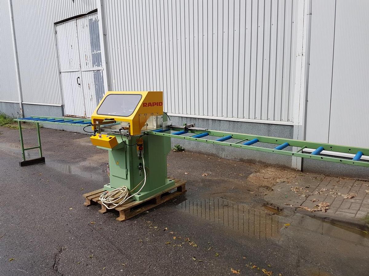 Used RAPID SGS 430 SINGLE HEAD AUTOMATIC SAW YEAR 2000 WITH FEEDER AND RECEIVER