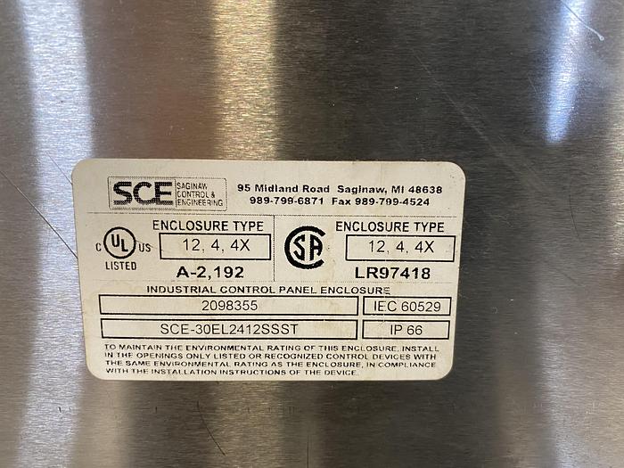 Used Saginaw  SCE-30EL2412SSST 30" x 24" x 12" Stainless Steel Sloped Top Enclosure 4x