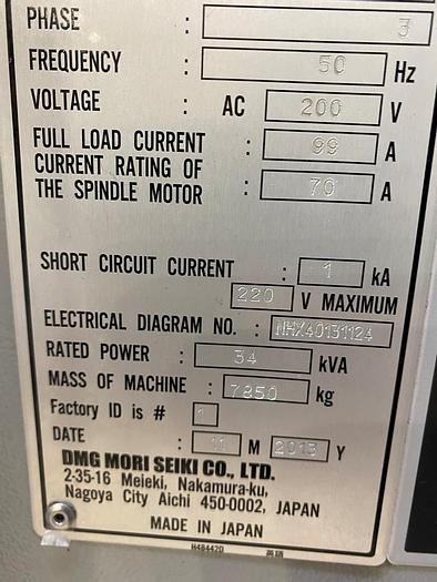 Used 2013 DMG Mori NHX 4000 Horizontal Machining Center