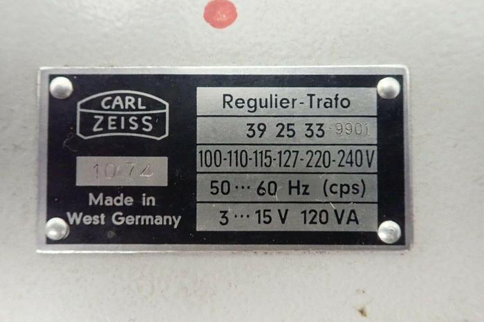 Used Carl Zeiss 39 25 33 Transformator Laboratory Illuminator Power Supply