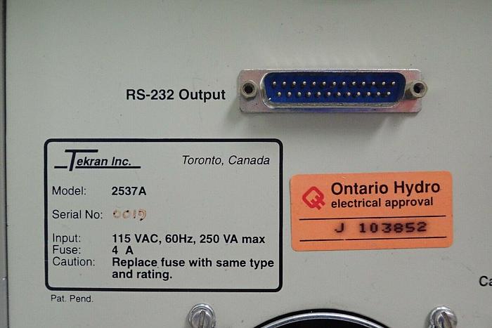 Used Tekran Model 2537A Mercury Vapor Analyzer