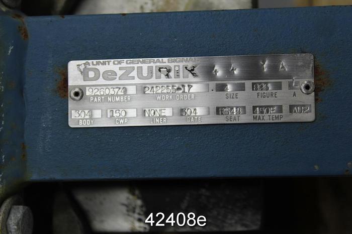 Used Dezurik 9260374 4" Hand Operated Knife Gate Valve #42408