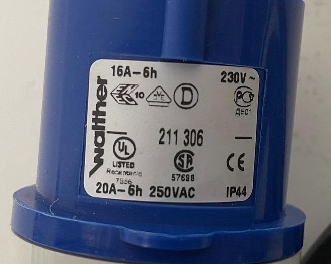 Walther Electric 211306  3 Pin Plug, 230V