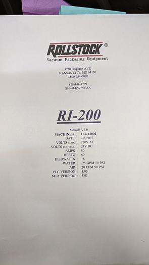 Used Rollstock Packager; Md#RI-200