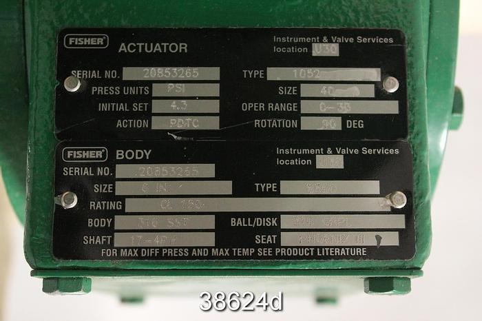 Unused Fisher 6" Butterfly Valve, Type 8560 #38624