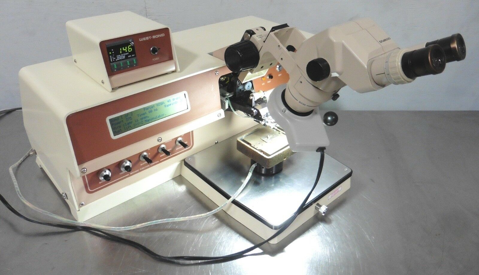 Used West-Bond 747677B Convertible Wire Bonder w/ Gold Ball Bond Head (7700B)