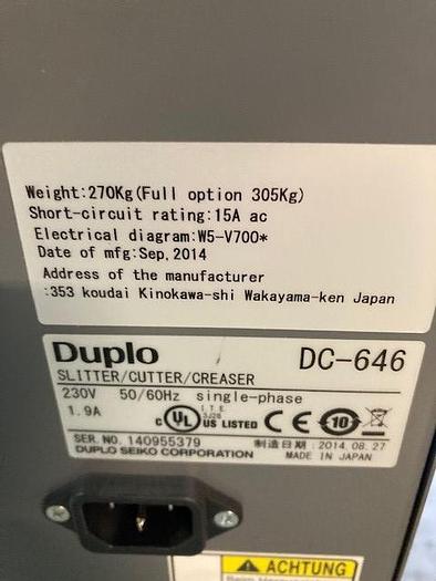 Gebraucht 2014 Duplo Docucutter DC 646 Pro