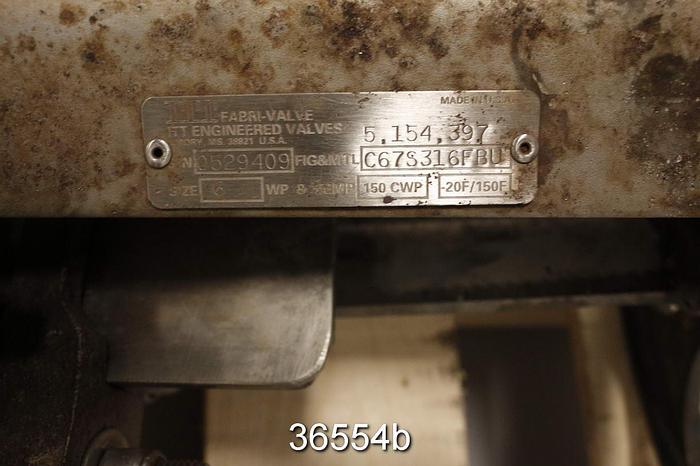 Used Fabri 6" Hand Operated Knife Gate Valve #36554