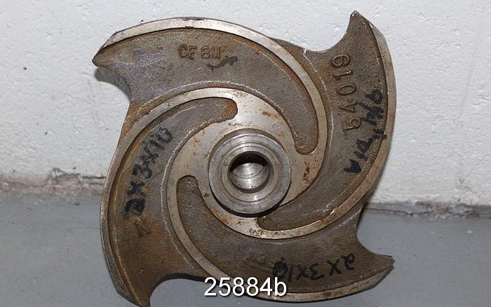 Used Goulds 3196 Impeller, 2x3x10, 9.25" Impeller Diameter, 4 Vane, Stainless Steel Impeller #25884
