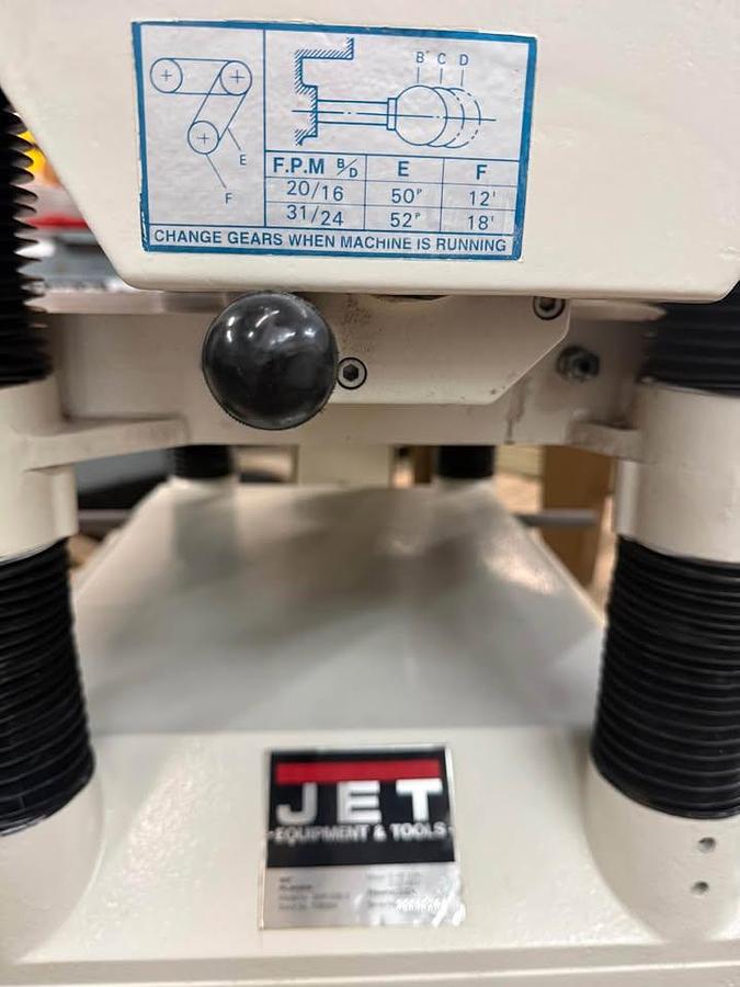 Used JET 20” Industrial Wood Planer – Model 208 – 5 HP – 3 Phase