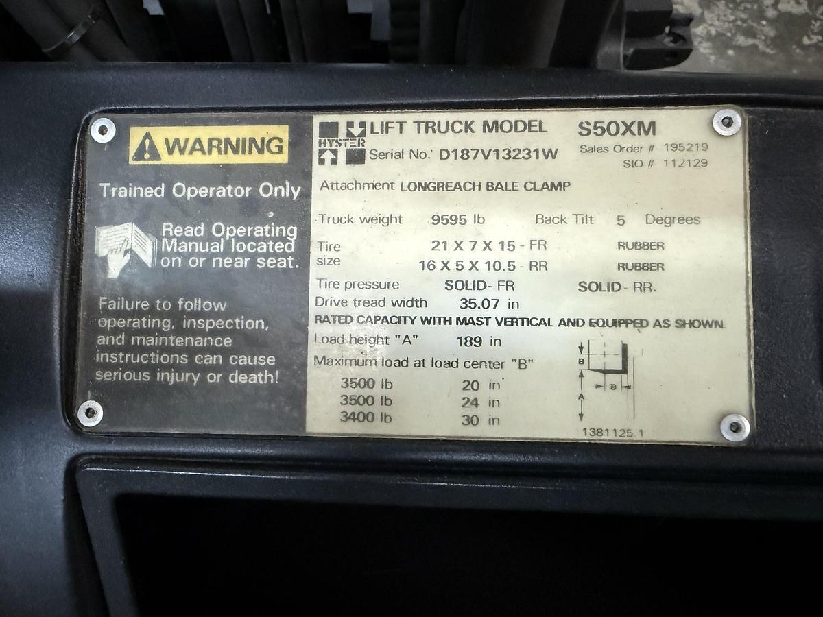 Used HYSTER Forklift Model # S50XM