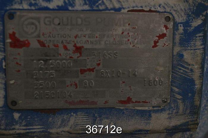 Used Goulds 3175 8x10x14 Pump, Stainless Steel #36712