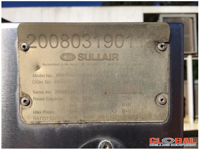Used Item 0765 : 2008 Sullair 900XHH / 1150 XH Air Compressor 500 PSI