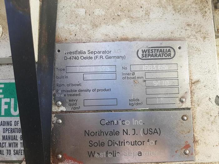Used Centrifuge, Disc, Separator, Westfalia, Mdl TA1-01-525 #S743762