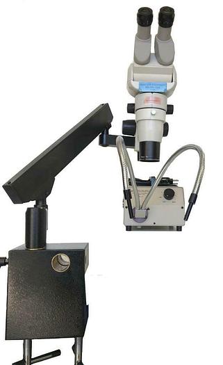 Used Scienscope CMO-BHE Microscope w/ SB-FX-01 Articulating Arm, Light Source (7549)R