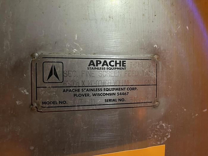 Used APACHE MDL. T-111 6'DIA.  X 14'HIGH   T- 316L SS TANK  2,691 Gallon