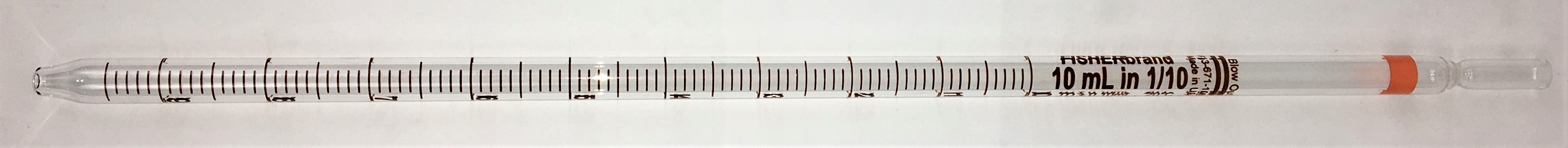 New Open Box Fisherbrand 13-671-108D Large Tip Opening Serological Pipet - 10mL in 1/10 (Pack of 6)