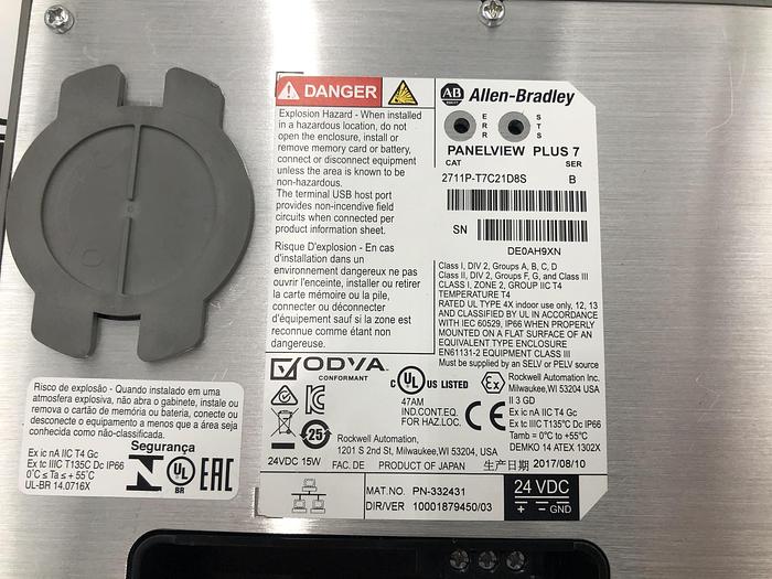 Used ALLEN BRADLEY PANELVIEW PLUS 7 SERIES B 2017