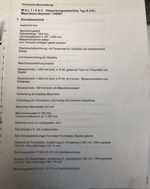 Used Multivac paper skin-pack thermoformer.