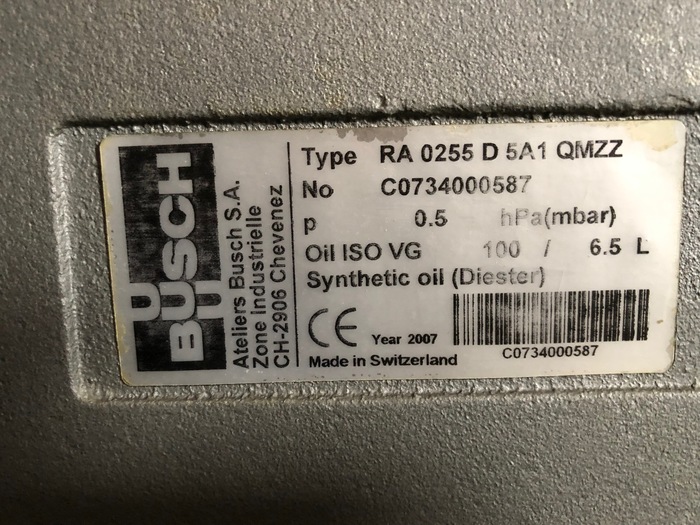 Gebraucht 2007 BUSCH Drehschieber - Vakuumpumpe RA 0255 D 5A1 QMZZ