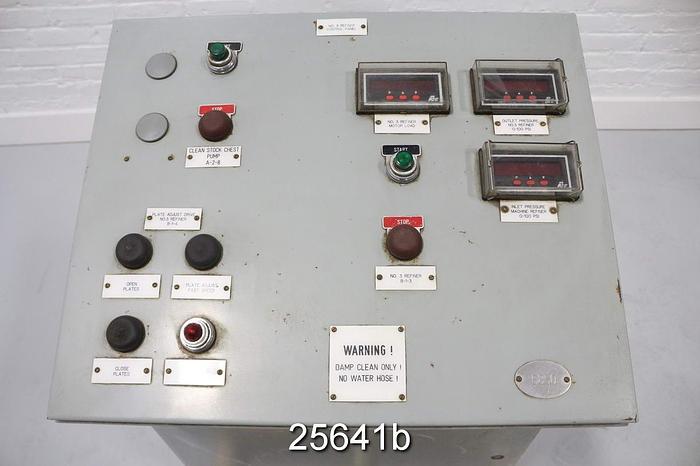 Used Sprout Bauer  Refiner Control Panel With Allen Bradley 1305 Variable Speed Drive For Setup Motor, Load/Unload Push Buttons, Digital Readout For Motor Load, Inlet And Outlet Pressure #25641