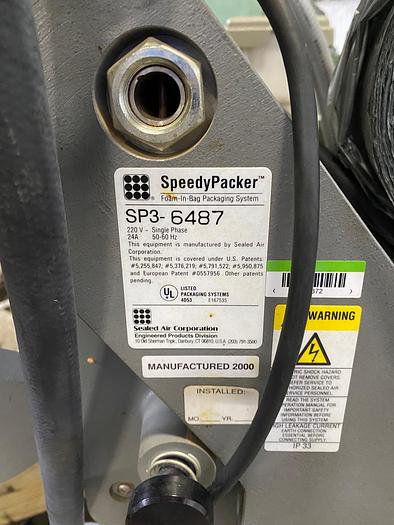 Used Sealed AIr Speedypacker Model: Foam-In-Bag Packaging System SP3